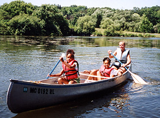 three canoeing