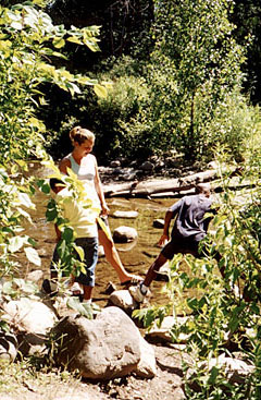playing in the creek