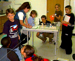 kids doing an experiment on waves