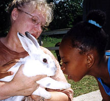 Rachel & Taliyah with rabbit