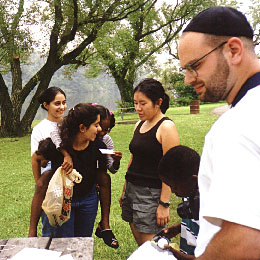 Mort and friends making parachutes