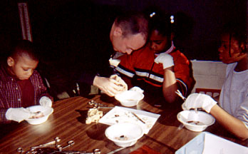 Greg and kids dissecting eyeballs